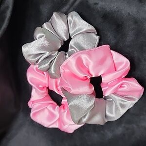 3 Satiny Hand Crafted Hair Scrunchies $ drop